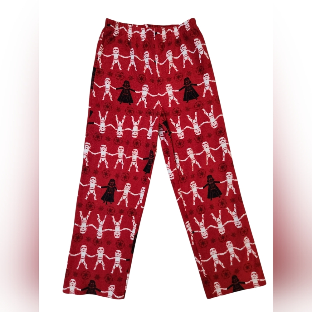 Red Boys Sz 8 Holiday Star Wars Darth Vader Storm Troopers Fleece Pajama Pants